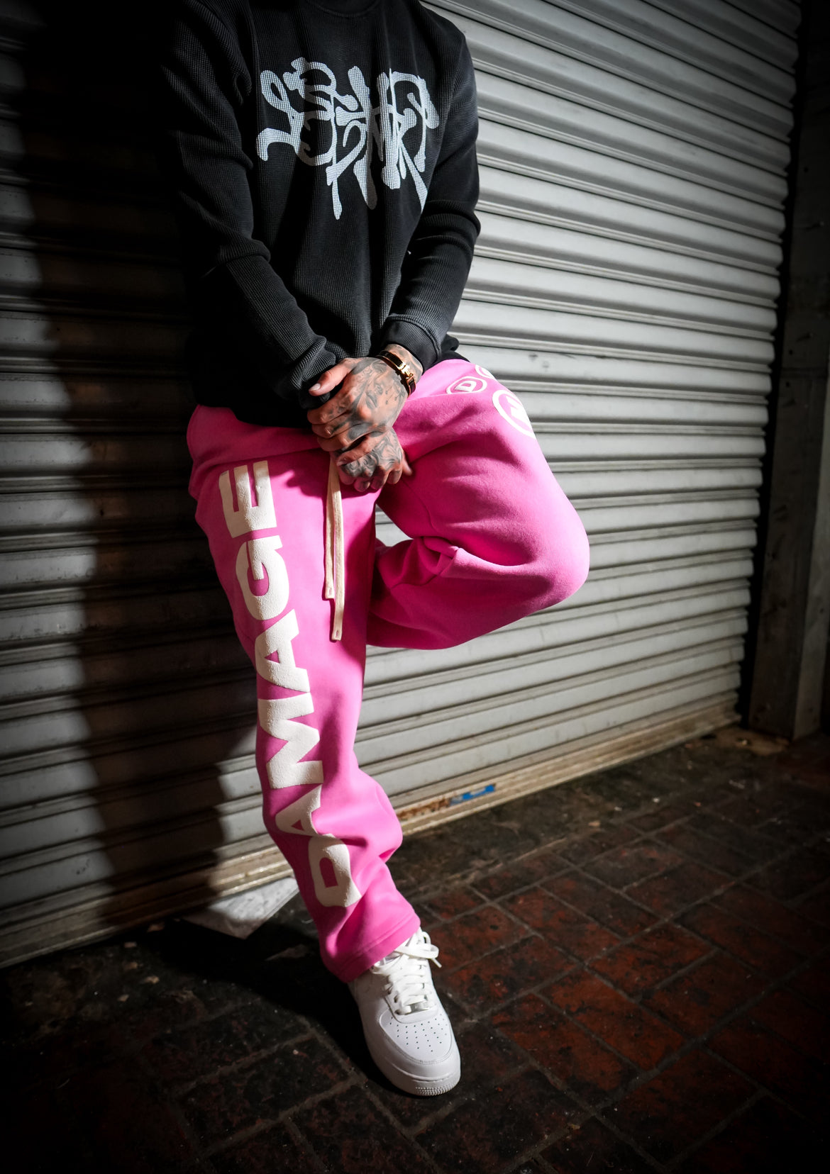 Damage Sweatpants Pink